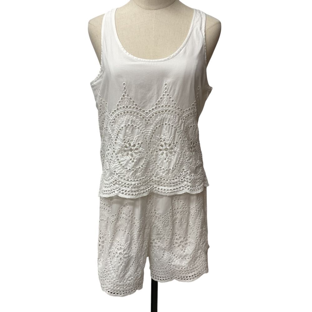 Abercrombie & Fitch Women's White‎ Eyelet Lace Romper Size M Summer Boho